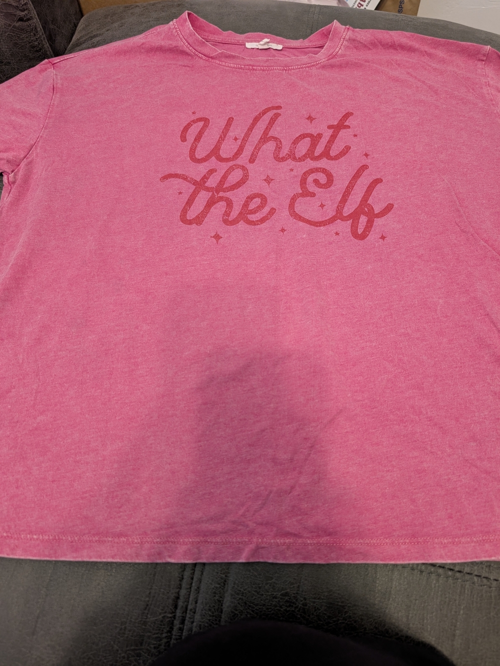 Pink "What the Elf" Graphic Kids Tee
